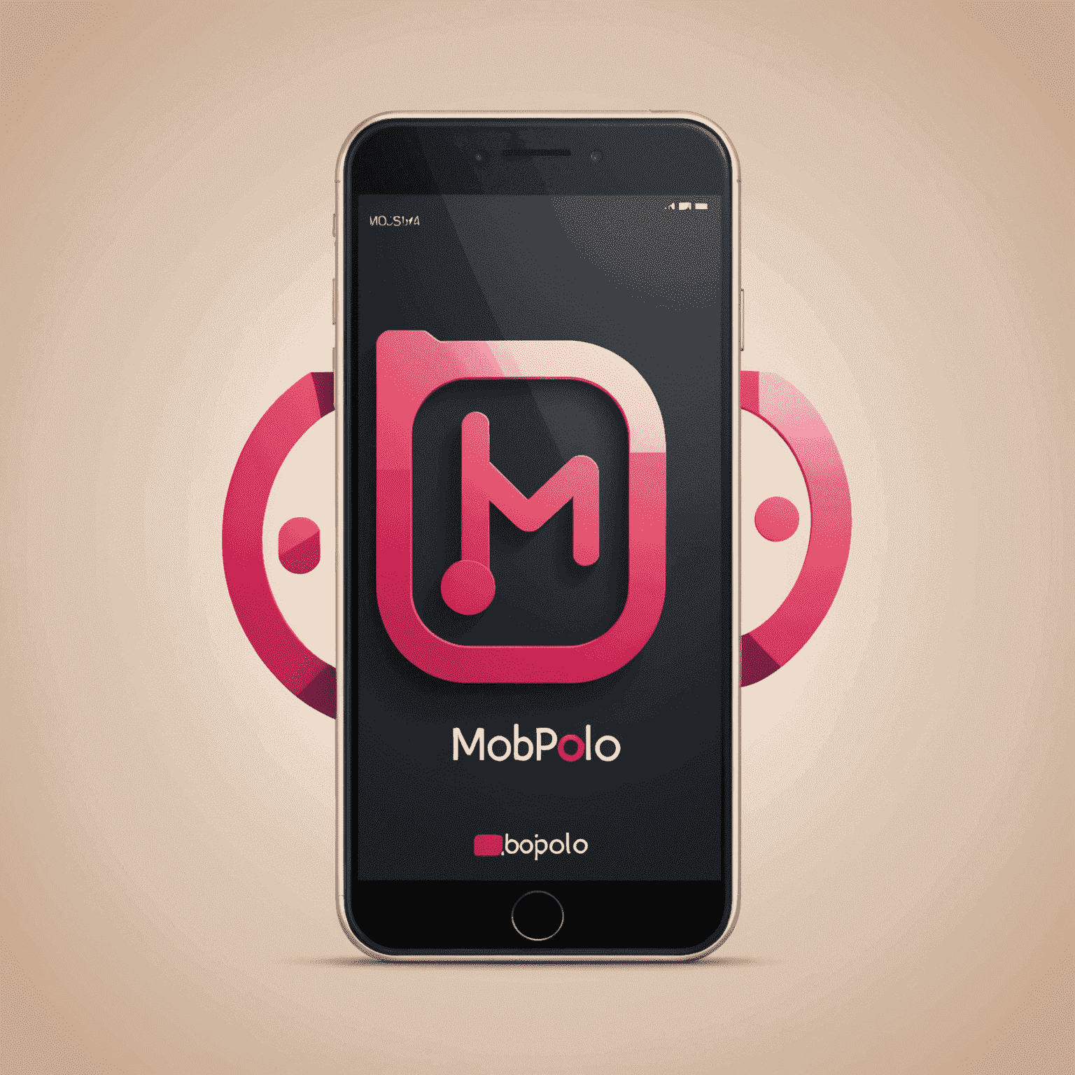 mobipolo logo featuring a stylized mobile phone with red and pink accents