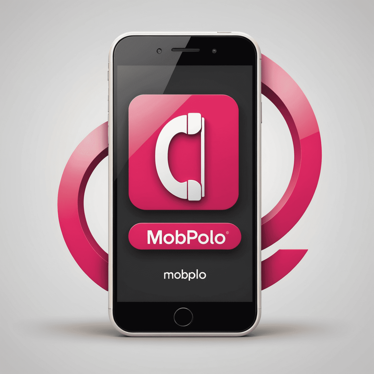mobipolo logo featuring a stylized mobile phone with red and pink accents