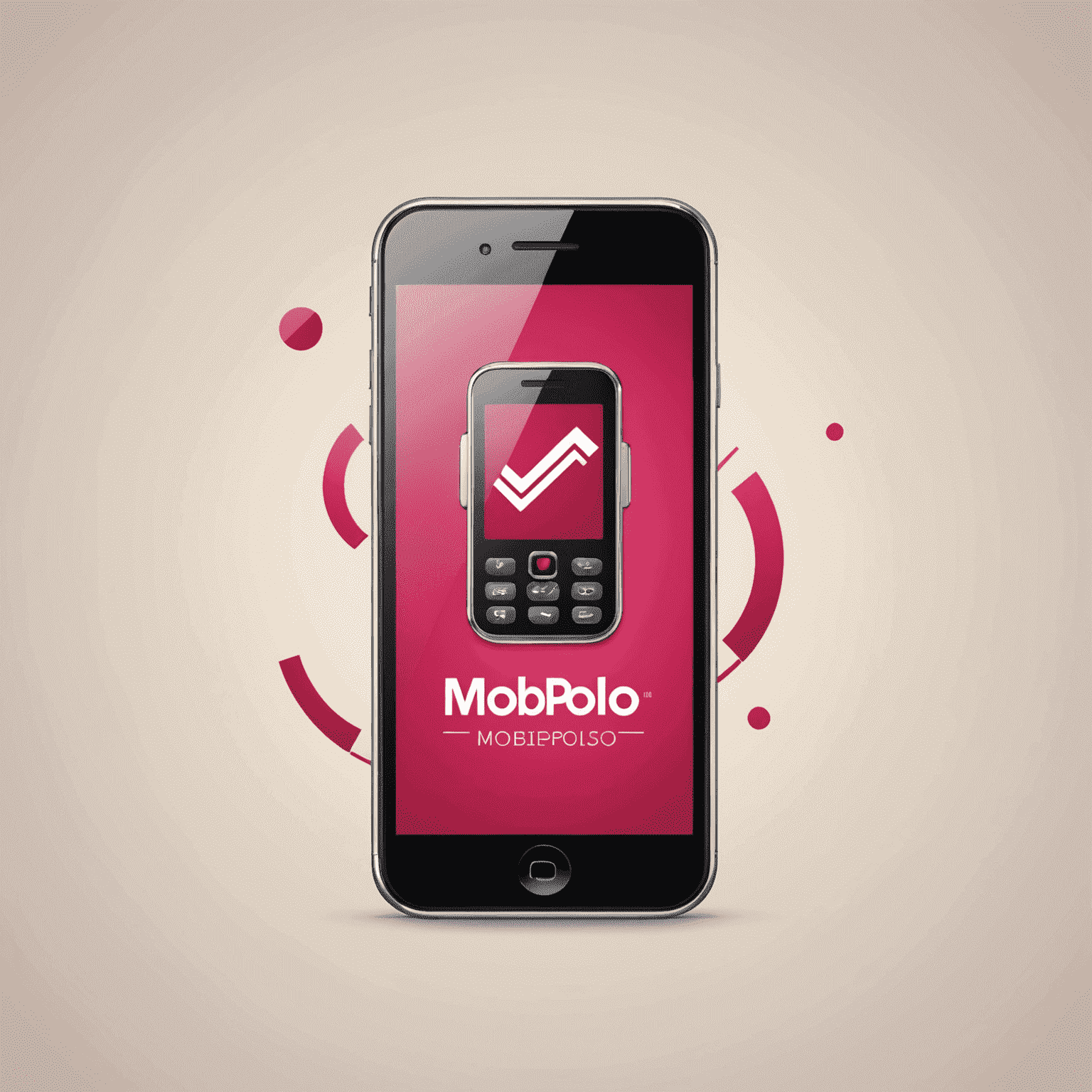 mobipolo logo featuring a stylized mobile phone with red and pink accents