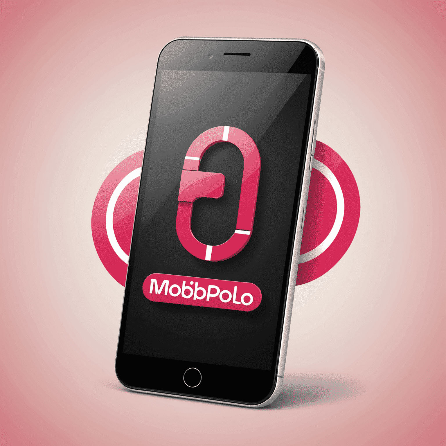 mobipolo logo featuring a stylized mobile phone with red and pink accents