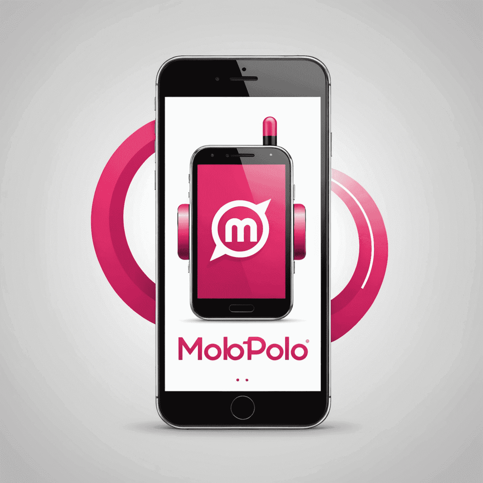 mobipolo logo featuring a stylized mobile phone with red and pink accents